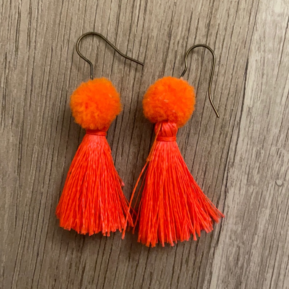 Pink/Orange tassel earrings